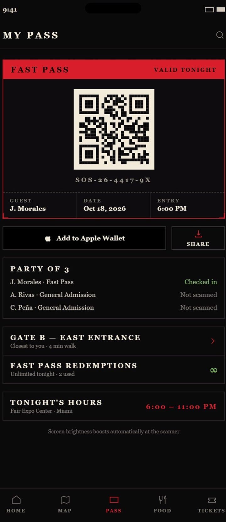 Sounds of Screams — My Pass — QR ticket with Wallet